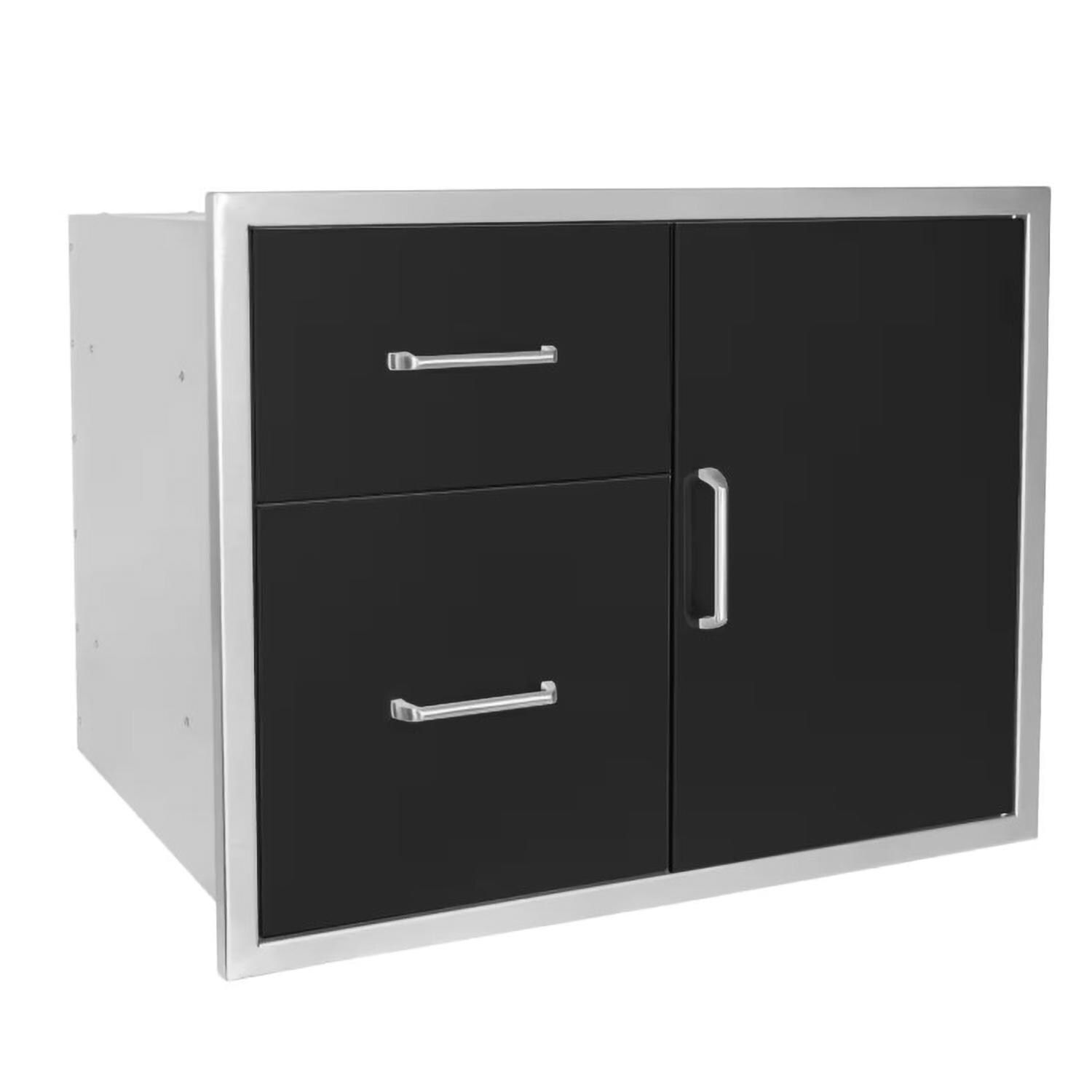 Wildfire WF-PRO30GRD-RH-NG 30 Inch Griddle Outdoor Kitchen Package w/Power Burner & 15 Inch Outdoor Rated Refrigerator - Double Access Drawer & Door - White Background thumbnail