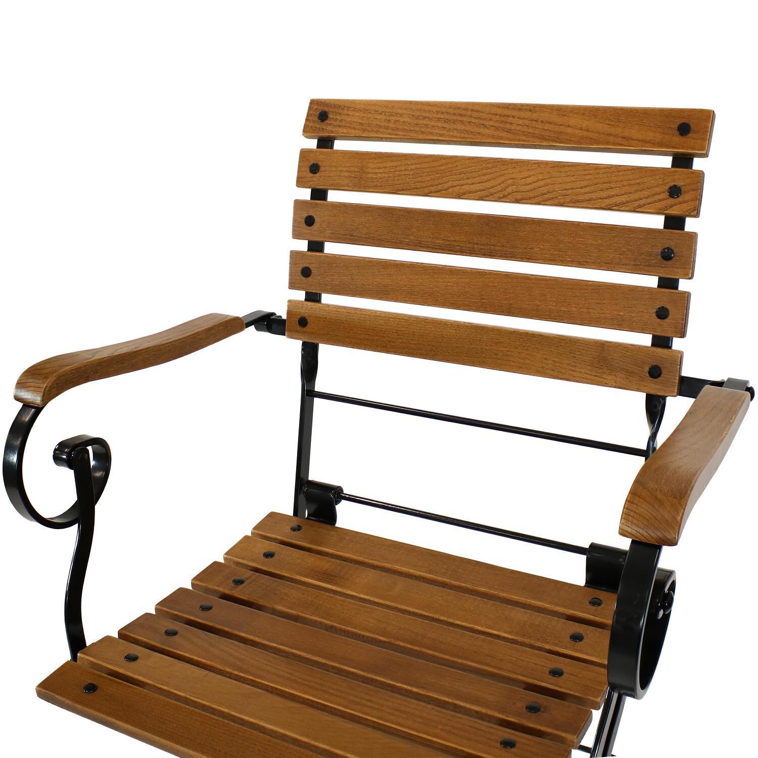 Ultimate Patio Deluxe European 4-Piece Chestnut Folding Bistro Bar Chair Set - Detail thumbnail