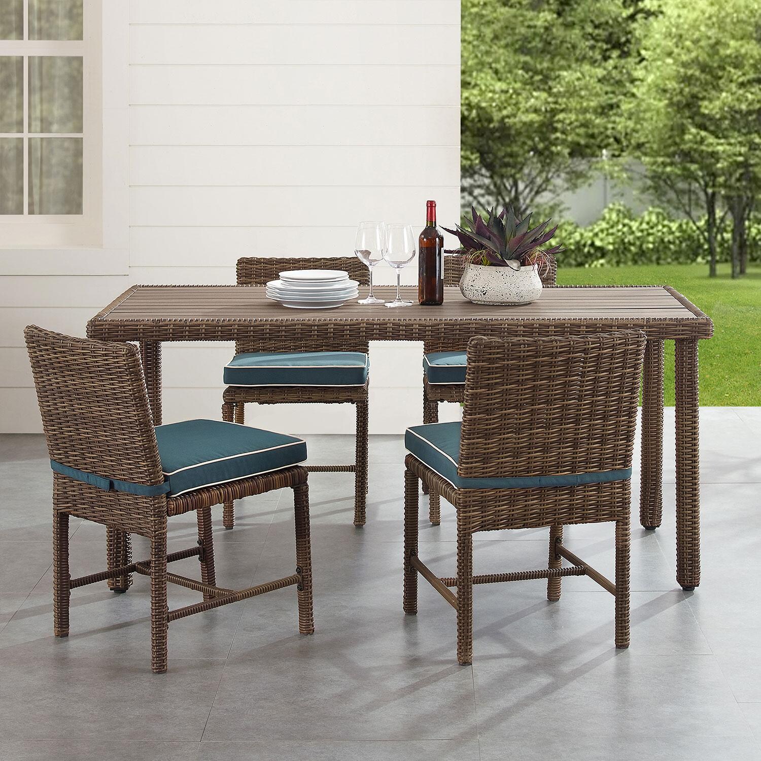 Ultimate Patio UP-92660WB-NV 5Pc Wicker Outdoor Dining Set in Navy - Front View - Lifestyle thumbnail