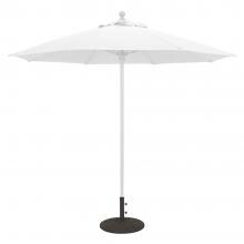 Galtech 9 Ft. Bar Height Octagonal Aluminum Patio Market Umbrella W/ Push Lift - White Frame W/ Sunbrella Canvas Natural Canopy