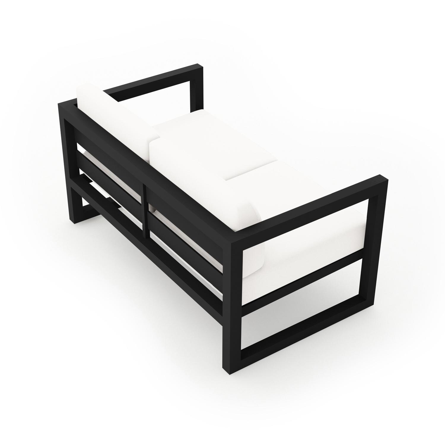 Lakeview MSTYCV-BK-LS-CN Misty Cove 2 Person Aluminum Loveseat in Black w/Natural Canvas Cushions by Lakeview Outdoor Designs - Angled Back - White Background thumbnail