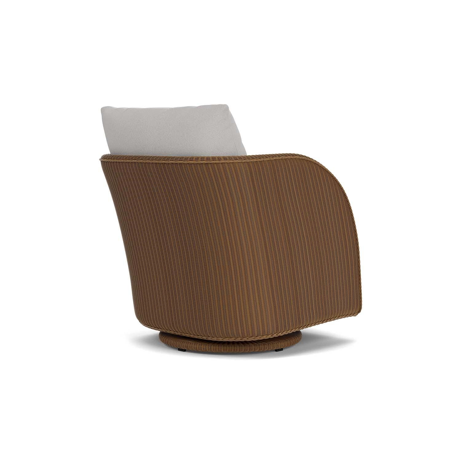 Lloyd Flanders Essence Swivel Glider Lounge Chair W/Tundra Dove Fabric - Hickory Finish - Back Right thumbnail