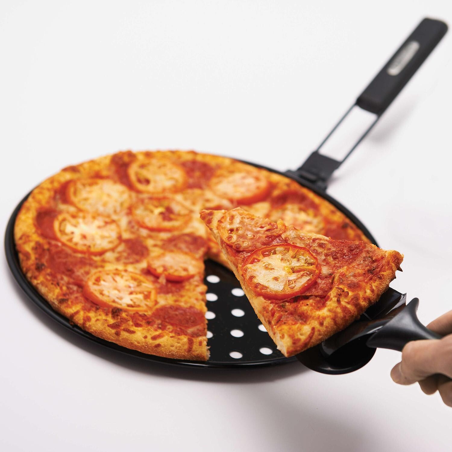 GrillPro Non-Stick Pizza Grill Pan - 98140 - Removing Slice - White Background thumbnail