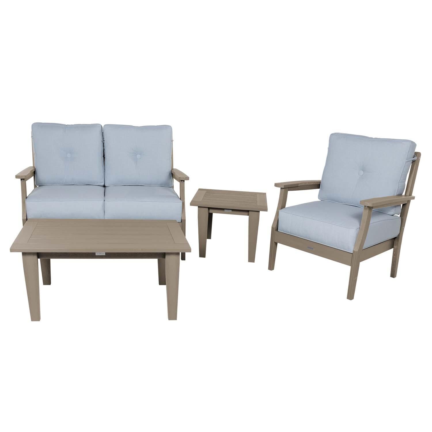 Blushing Bay 4 Pc Recycled Plastic Seating Set in Bliss Dew/Woodland Brown by Lakeview Outdoor Designs - Front View - White Background thumbnail