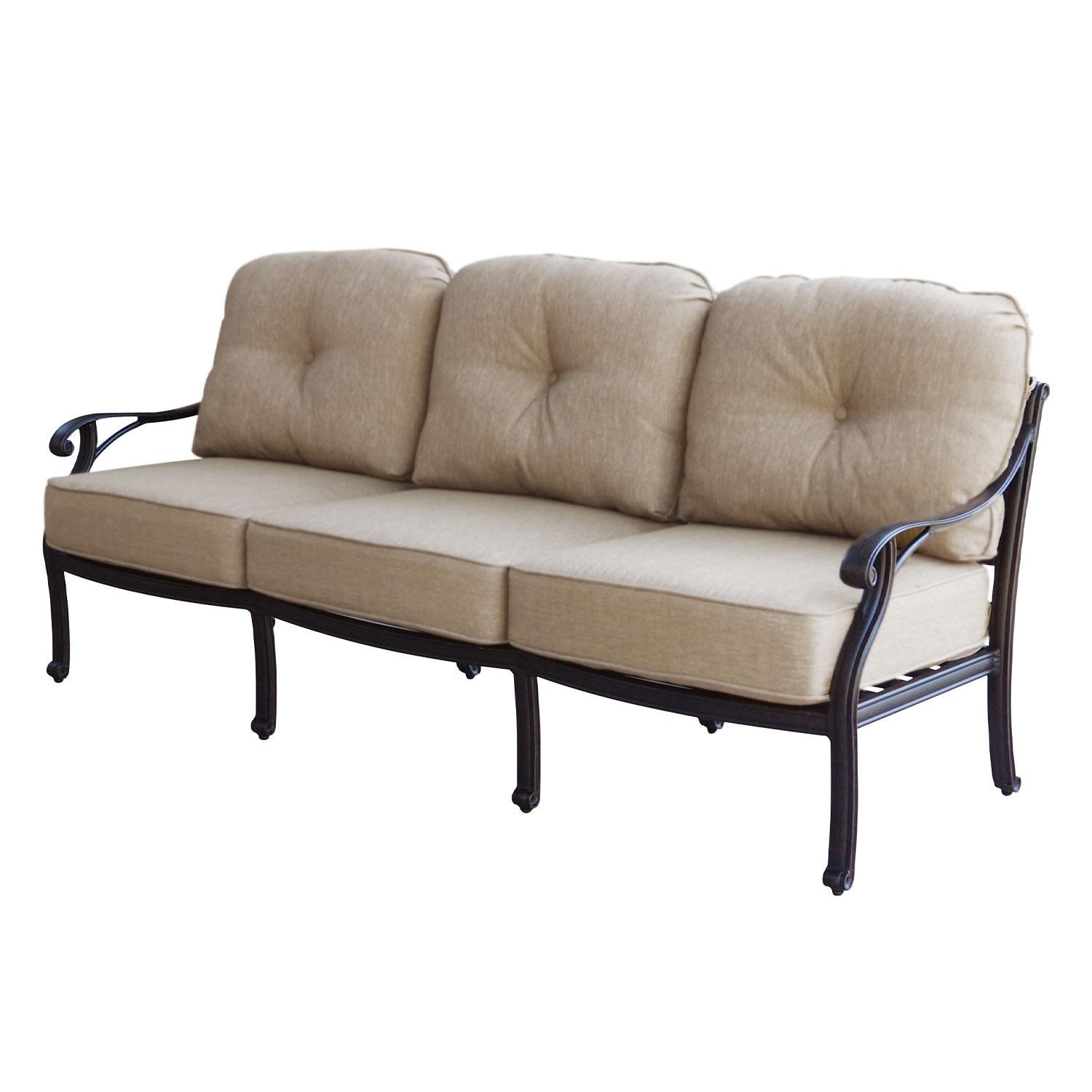Nassau 3 Person Cast Aluminum Sofa in Antique Bronze/Sesame by Darlee