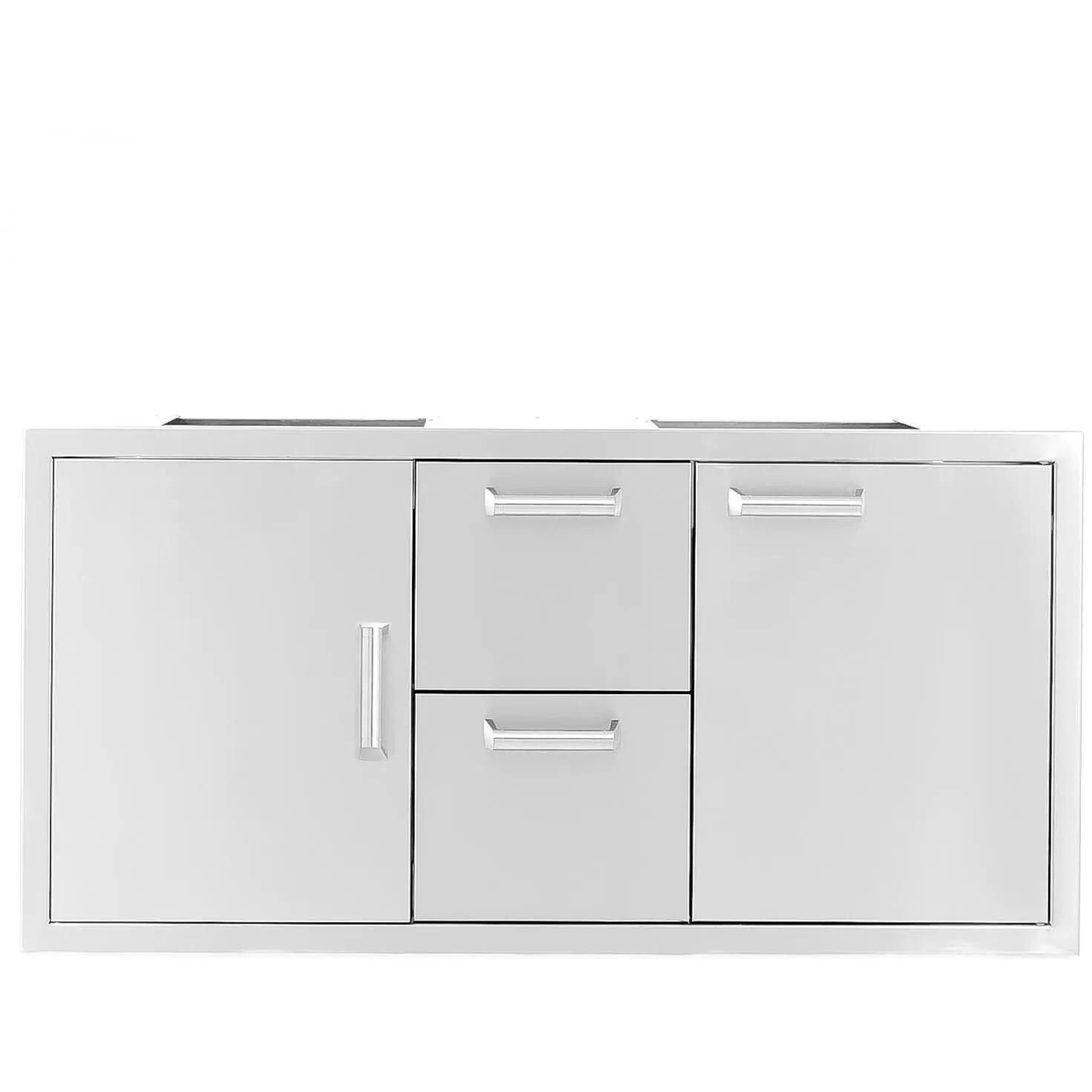 BBQGuys Signature 42-Inch Stainless Steel Door, Double Drawer & Roll-Out Trash Bin Combo - Contempo image