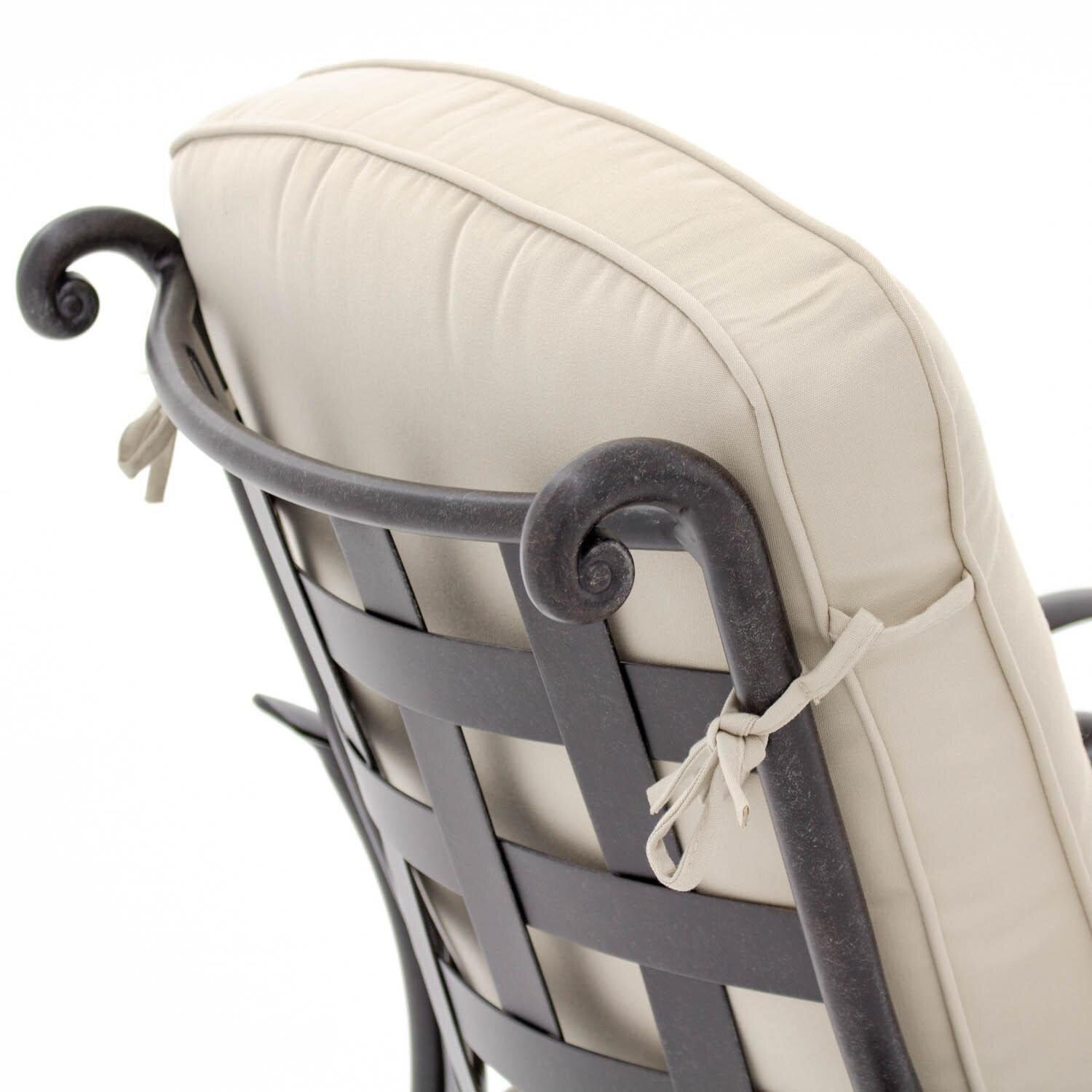 Elysian Aluminum Patio Club Chair W/ Sunbrella Canvas Antique Beige Cushion - Chair Back Detail thumbnail
