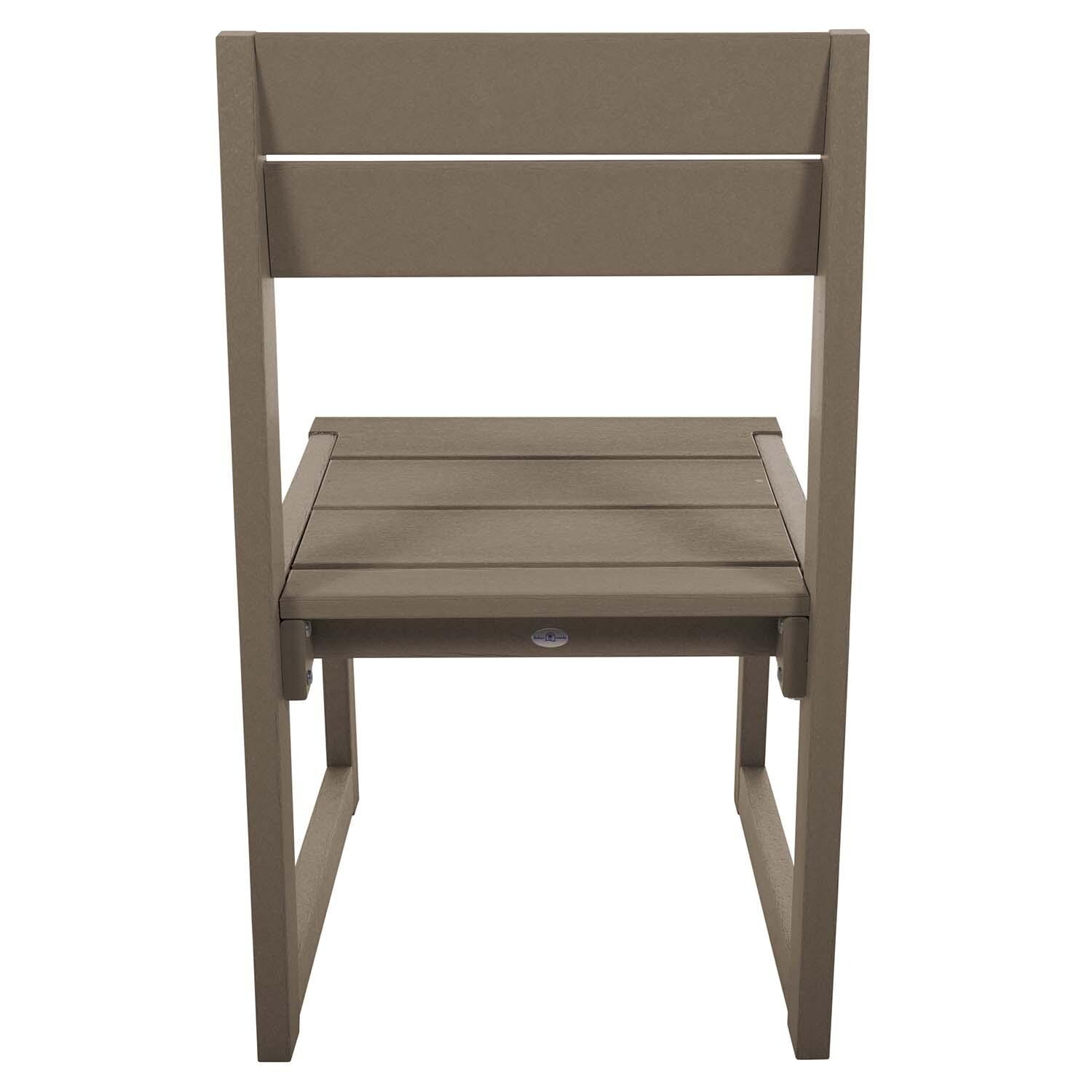 Hazel Cove Recycled Plastic Dining Side Chair in Cabana Tan by Lakeview Outdoor Designs - Back View - White Background thumbnail
