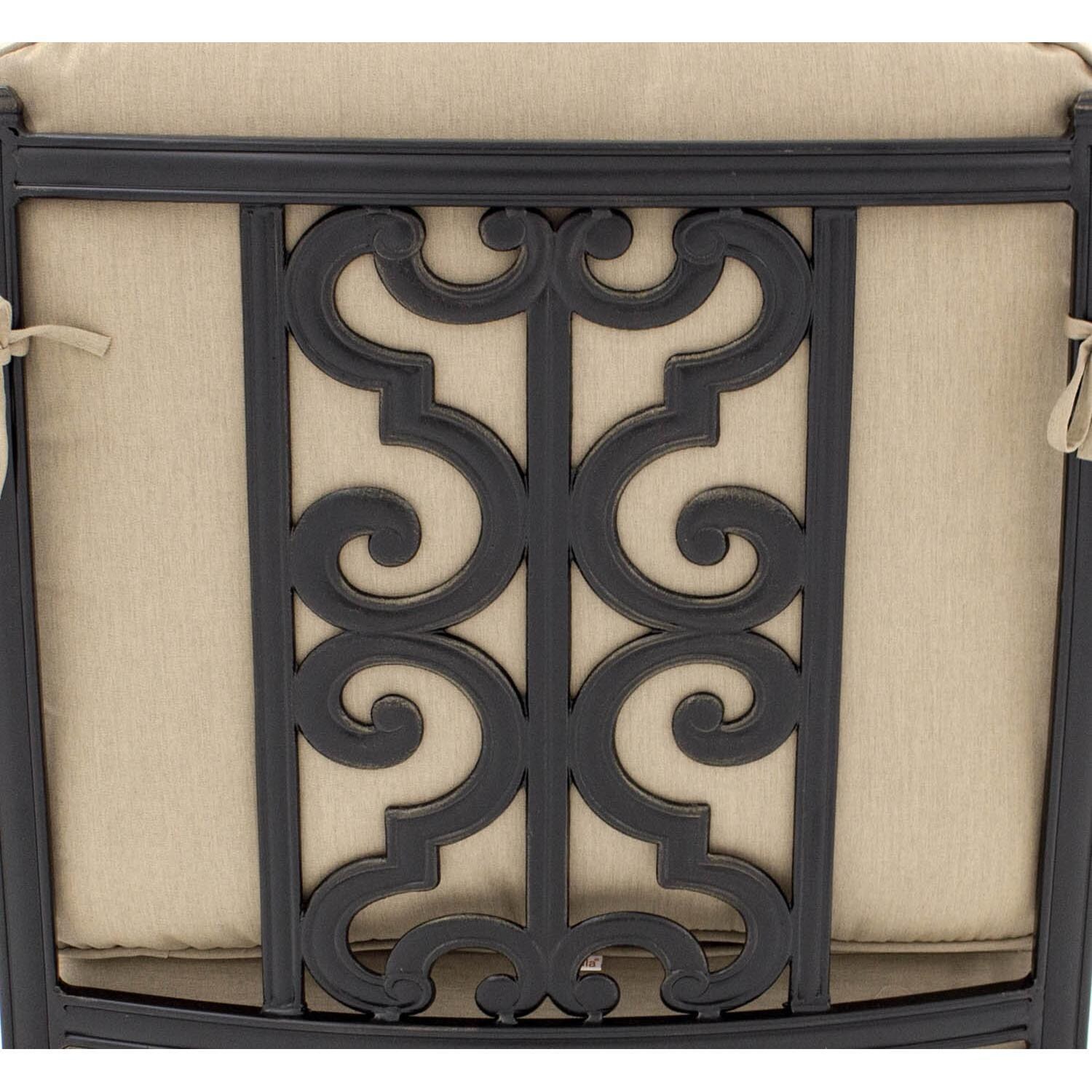 Bocage Cast Aluminum Patio Chaise Lounge W/ Sunbrella Heather Beige Cushion - Back View With Cushion thumbnail