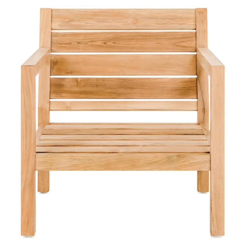 Teak + Table Monday Teak Patio Club Chair in Granite - Frame Front - White Background thumbnail