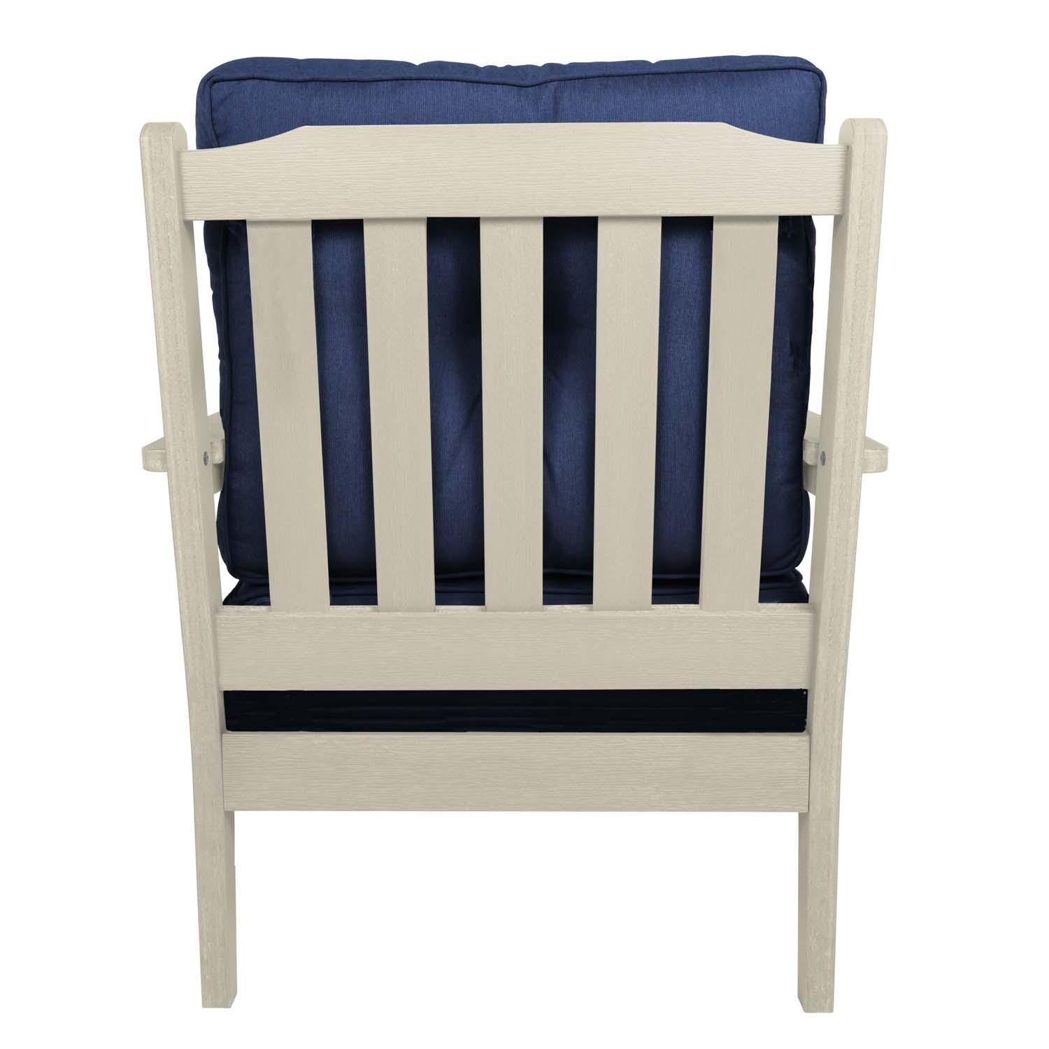 Blushing Bay 3 Pc Recycled Plastic Seating Set in Spectrum Indigo/Whitewash by Lakeview Outdoor Designs - Chair Back View - White Background thumbnail