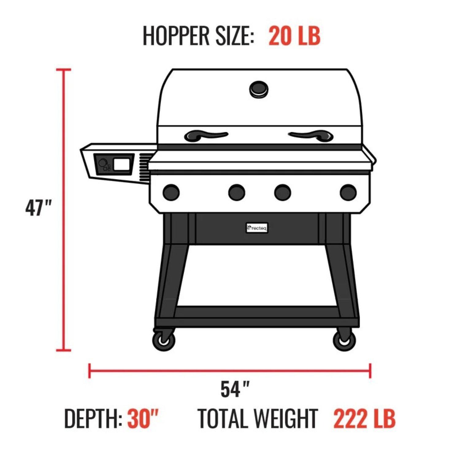 recteq RT-825XF X-Fire Pro 825 4-Burner Wood Pellet Grill - Dimensional thumbnail