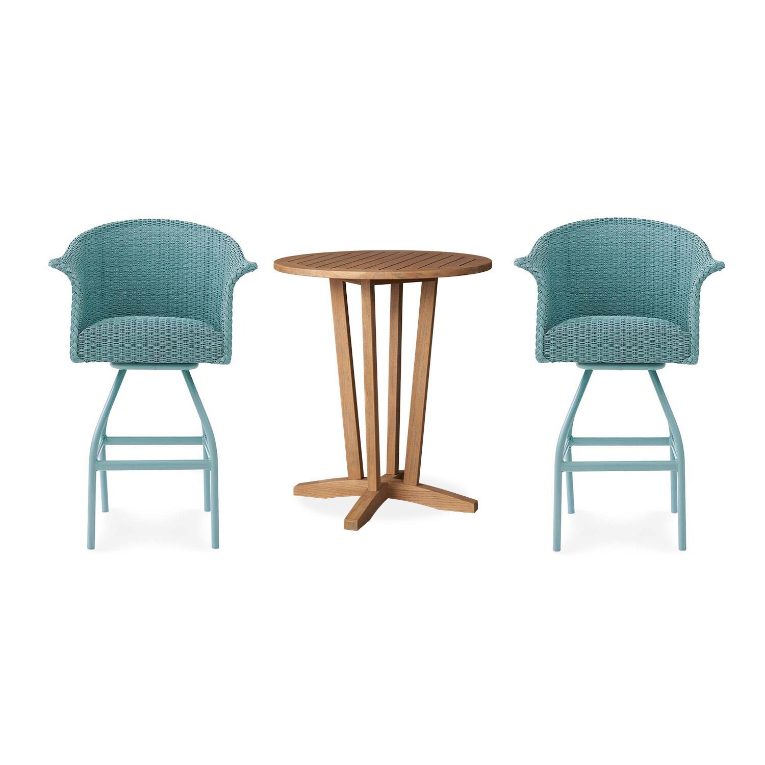 Lakeview Timeless View 3 Pc Wicker Bar Set W/Bar Stools in Sea Glass thumbnail