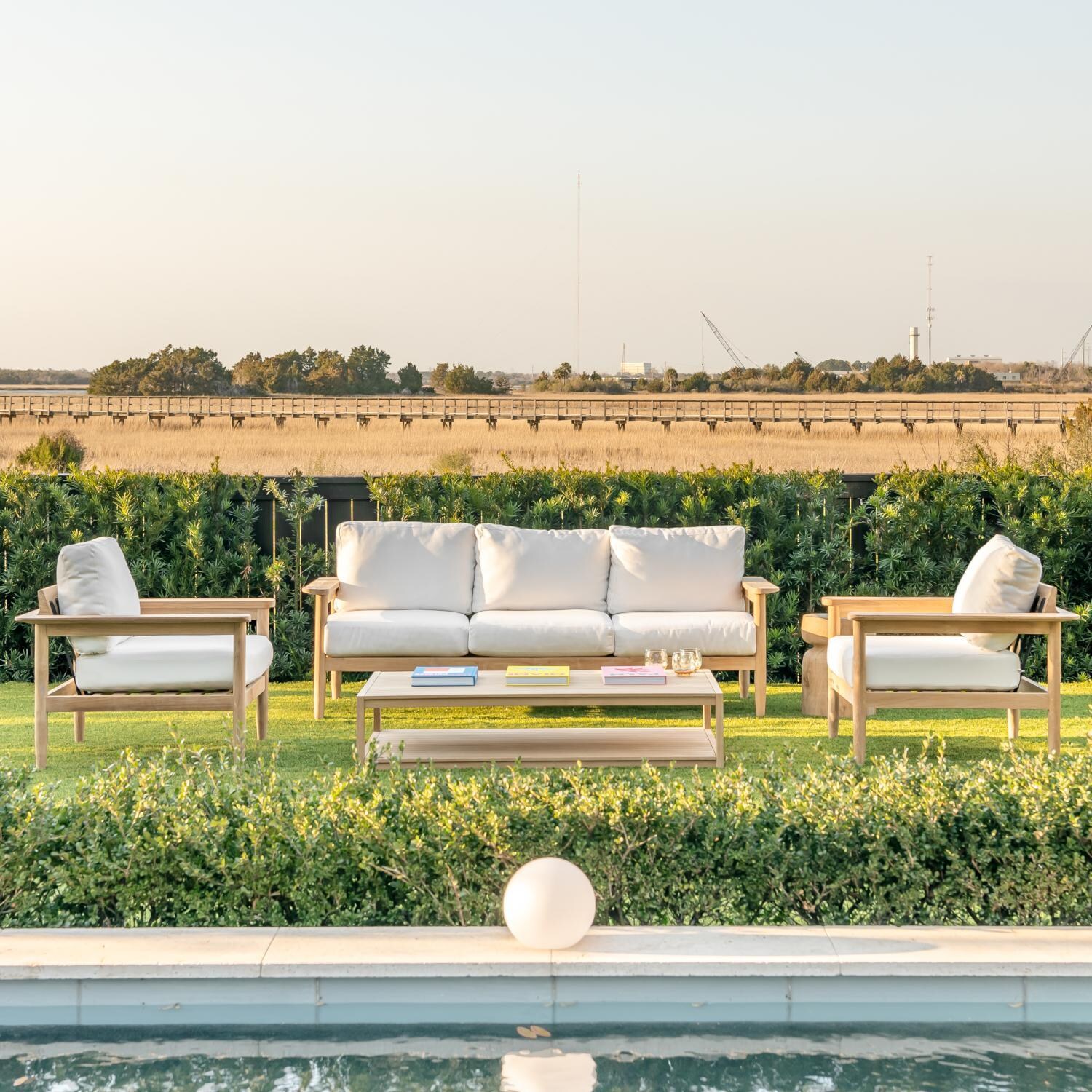 Teak + Table Ibiza Sofa/Clubs 4 Piece Lounge Set in Carbon - Lounge Area (Shown in Natural) - Lifestyle thumbnail