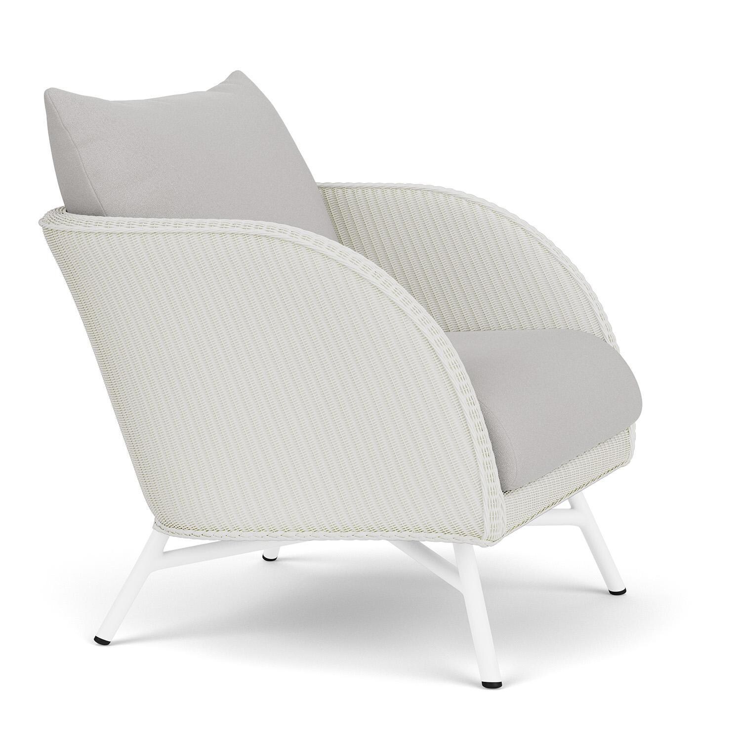 Lloyd Flanders Essence Lounge Chair W/Tundra Dove Fabric - Matte White Finish - Angled thumbnail