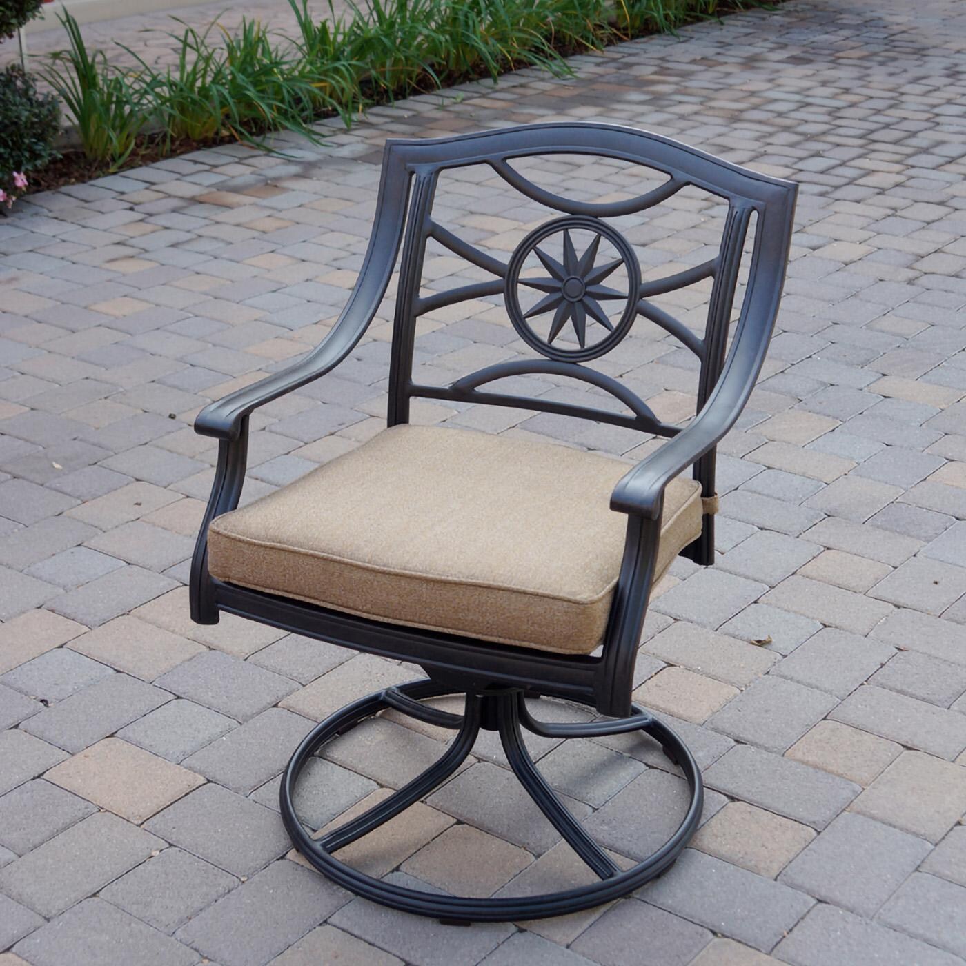 Darlee B/DL503-9PCDR-30W Ten Star 9 Pc Cast Aluminum Dining Set w/ Swivel Rocker Chairs in Antique Bronze - Swivel Rocker - Lifestyle thumbnail