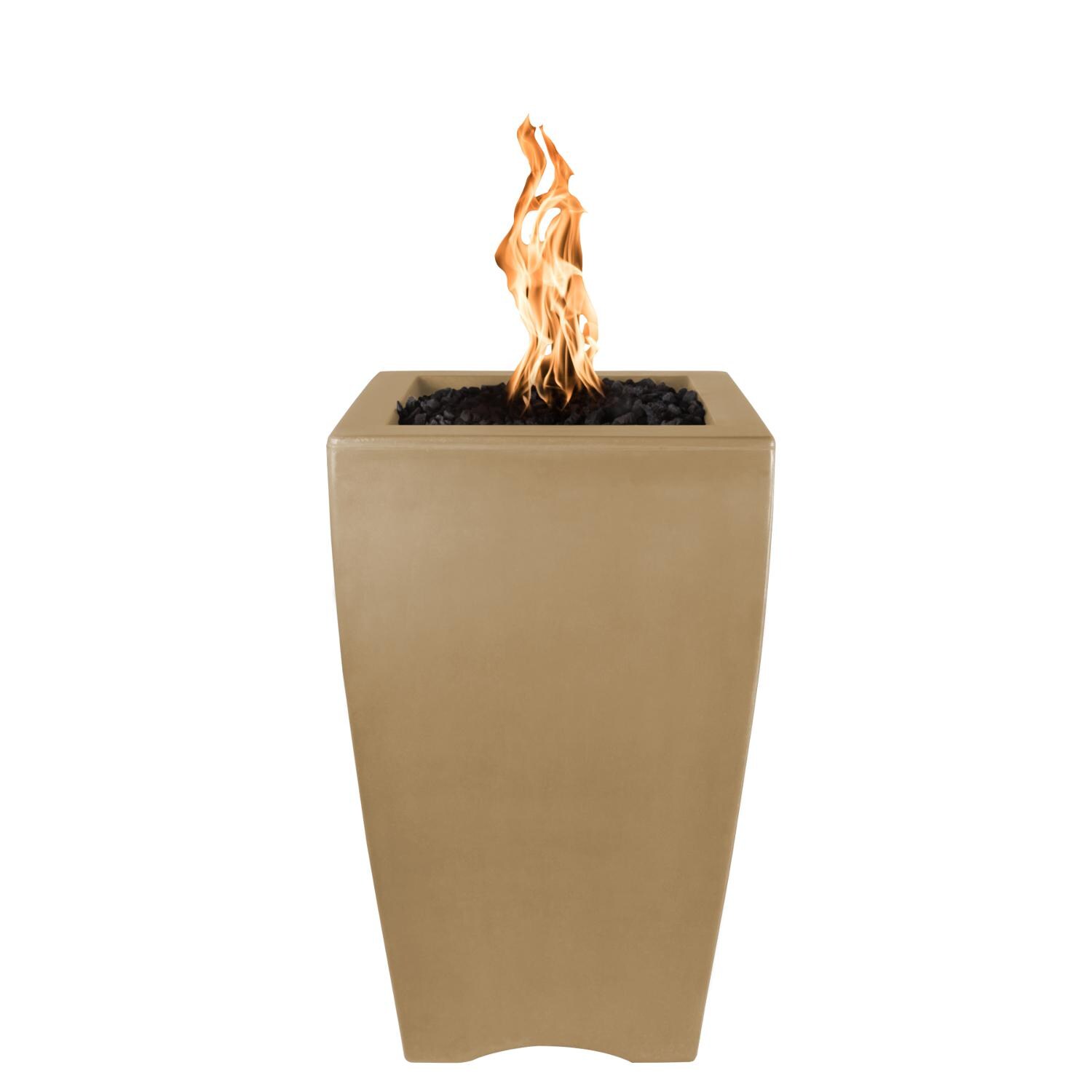 Baston 20 Inch Square GFRC Natural Gas Fire Urn w/ Access Door in Brown by The Outdoor Plus