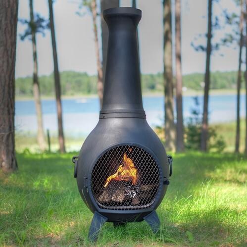 The Blue Rooster Prairie Style Cast Aluminum Chiminea With Natural Gas Conversion Kit - Charcoal thumbnail