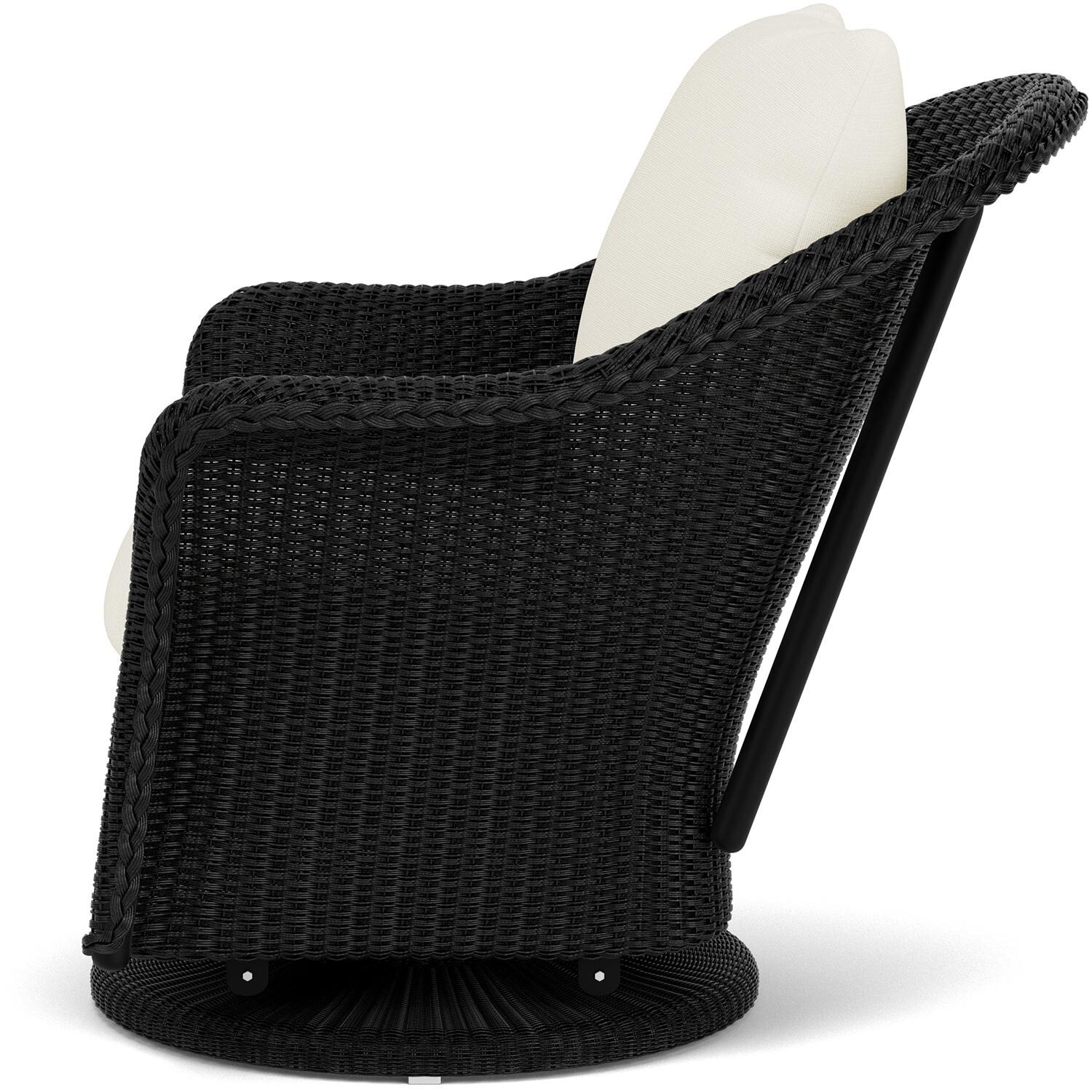 Lloyd Flanders Weekend Retreat Swivel Glider Lounge Chair in Ebony Finish W/ Sailcloth Salt Fabric - Side thumbnail