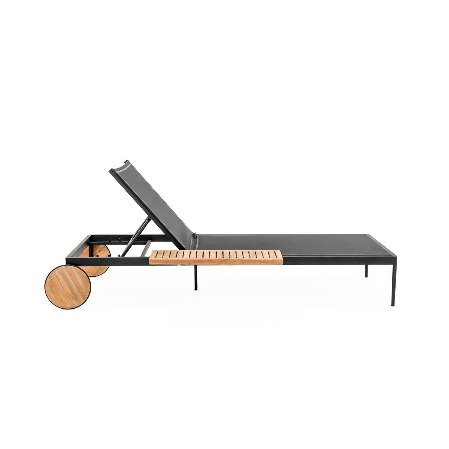 Teak + Table St Barts Aluminum Chaise Lounge in Black - Side Up Back - White Background thumbnail