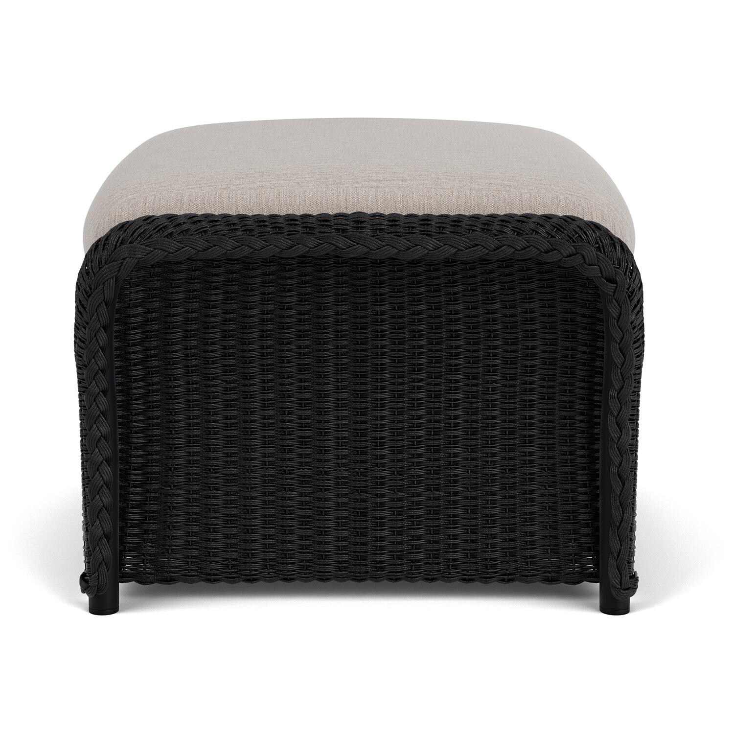 Lloyd Flanders Weekend Retreat Woven Ottoman in Ebony Finish W/ Remy Cloud Fabric - Side thumbnail