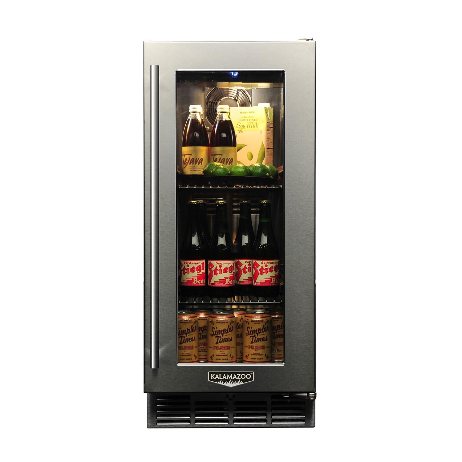 Kalamazoo Signature 15 Inch Outdoor Refrigerator - Glass Door - Right Hinge - Marine-Grade - K-HP15RO-4-3R-M6