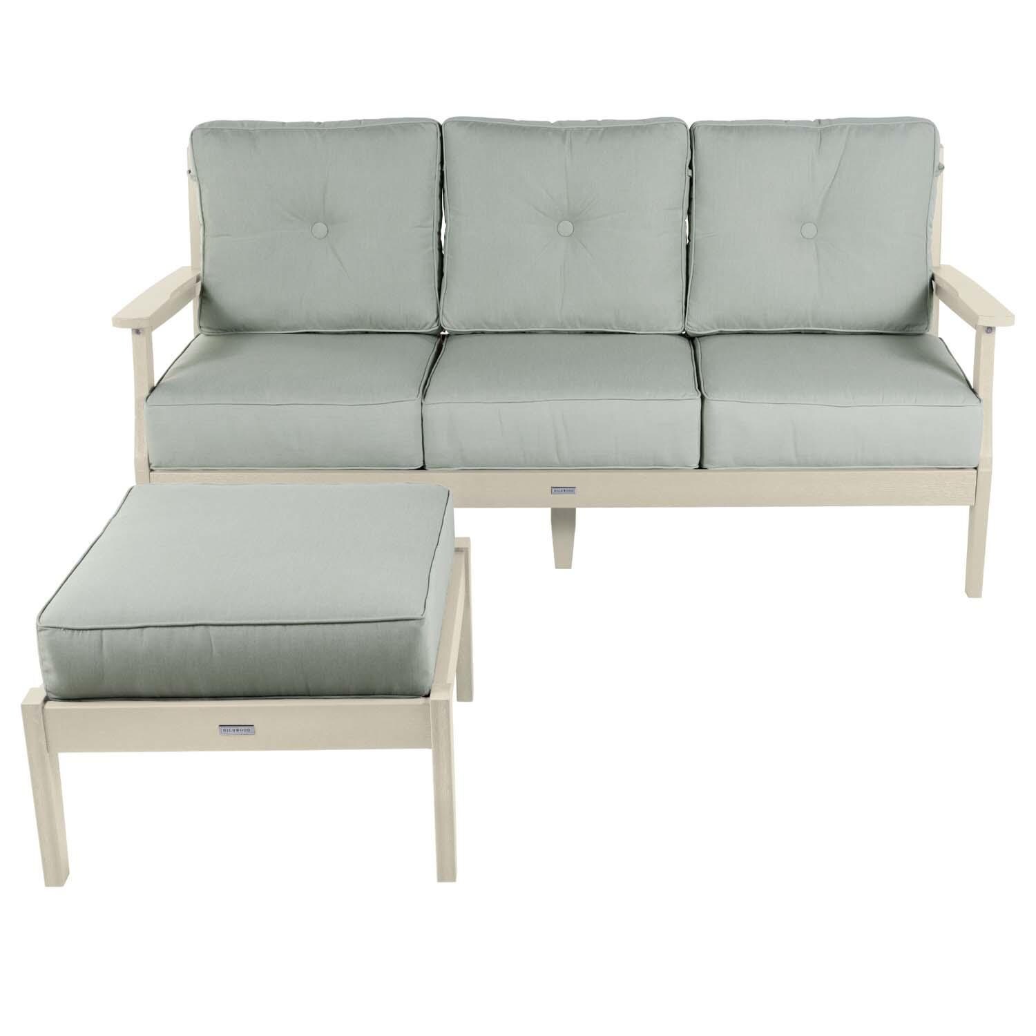 Blushing Bay 2 Pc Recycled Plastic Seating Set in Canvas Seasalt/Whitewash by Lakeview Outdoor Designs - Front View - White Background thumbnail
