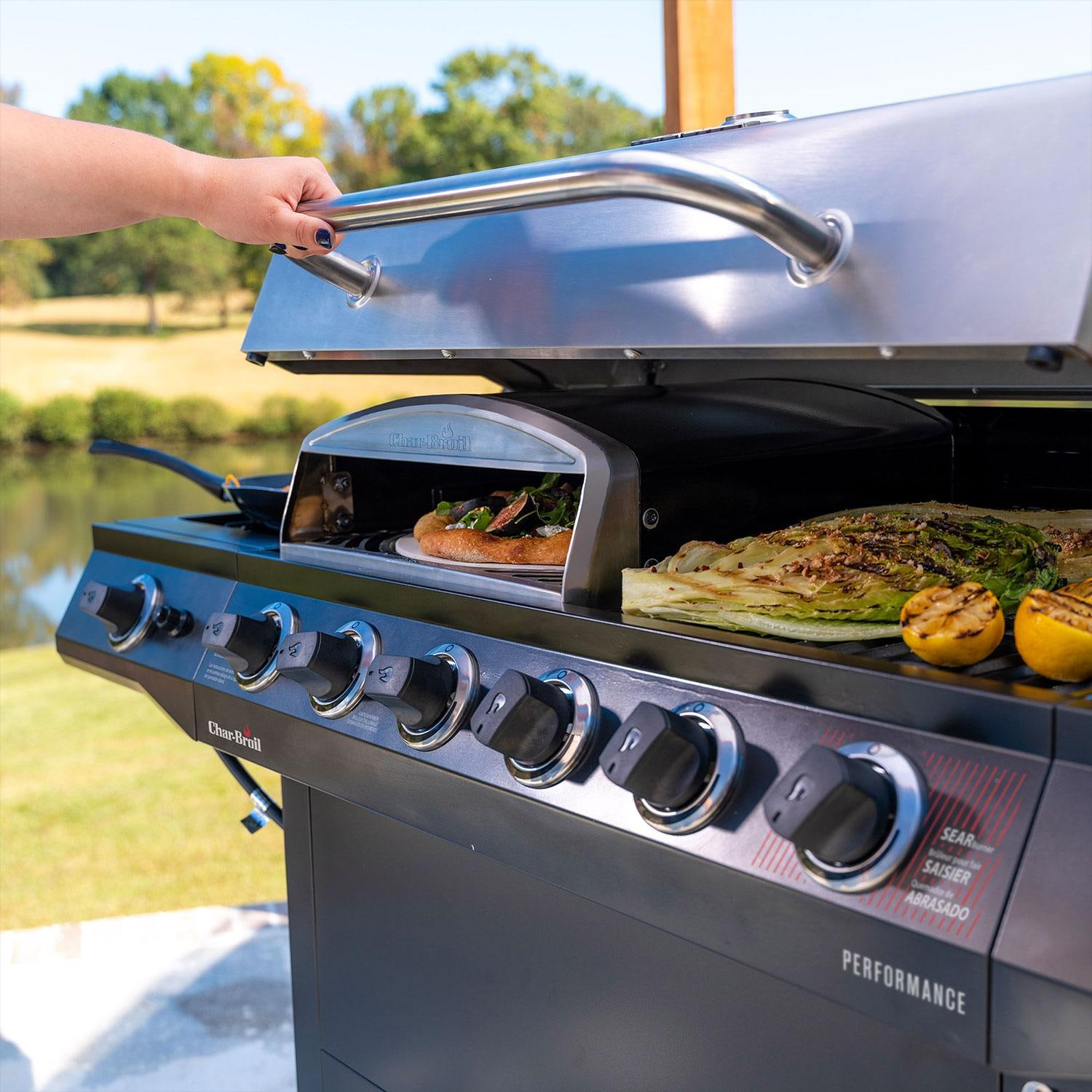 Charbroil 2415977 Universal Pizza Oven Grill Accessory - Accessory Attached to Grill - Lifestyle thumbnail