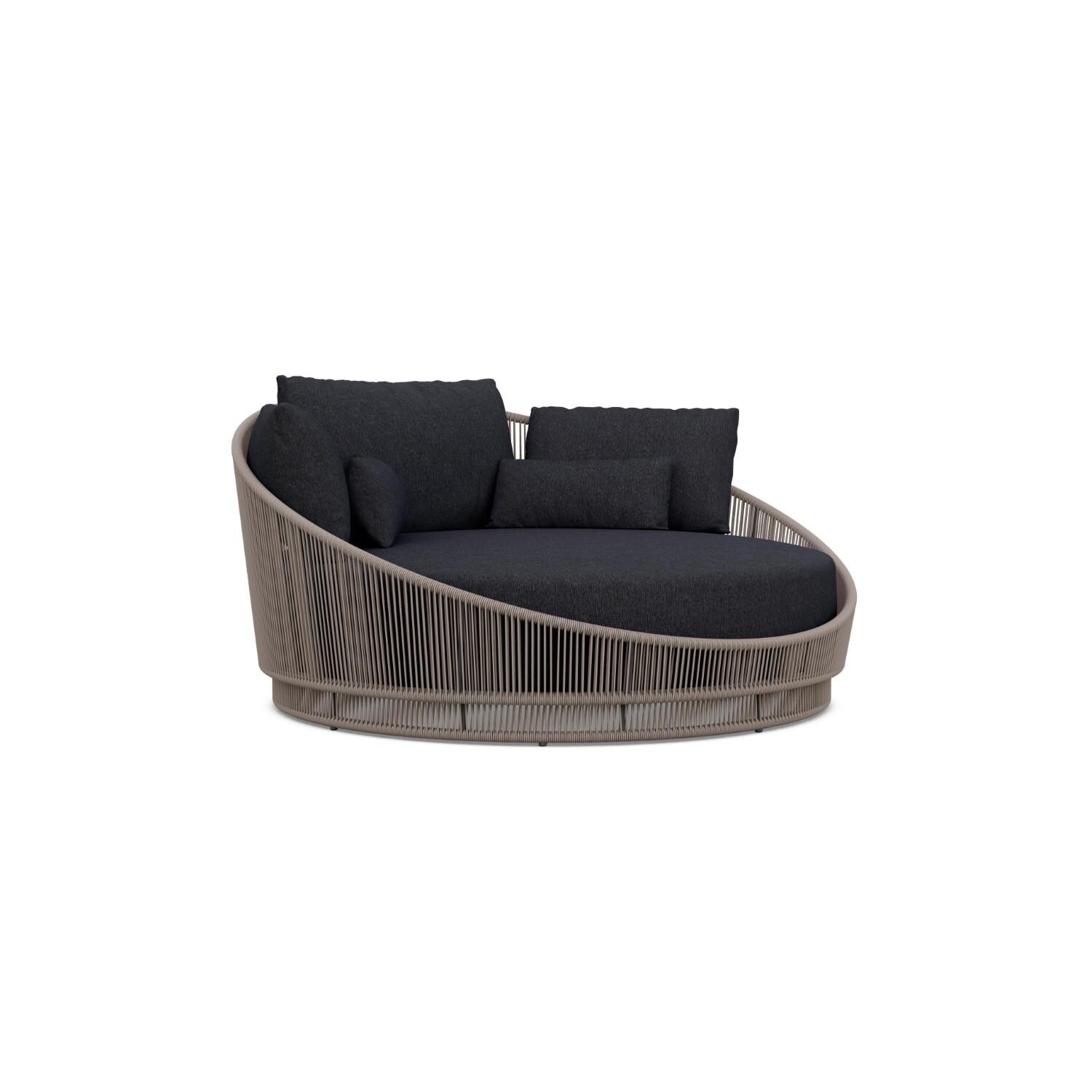 Azzurro Living PMA-TR18DB-CU Palma Woven Rope Daybed in Mocha /Midnight - Angled - White Background thumbnail