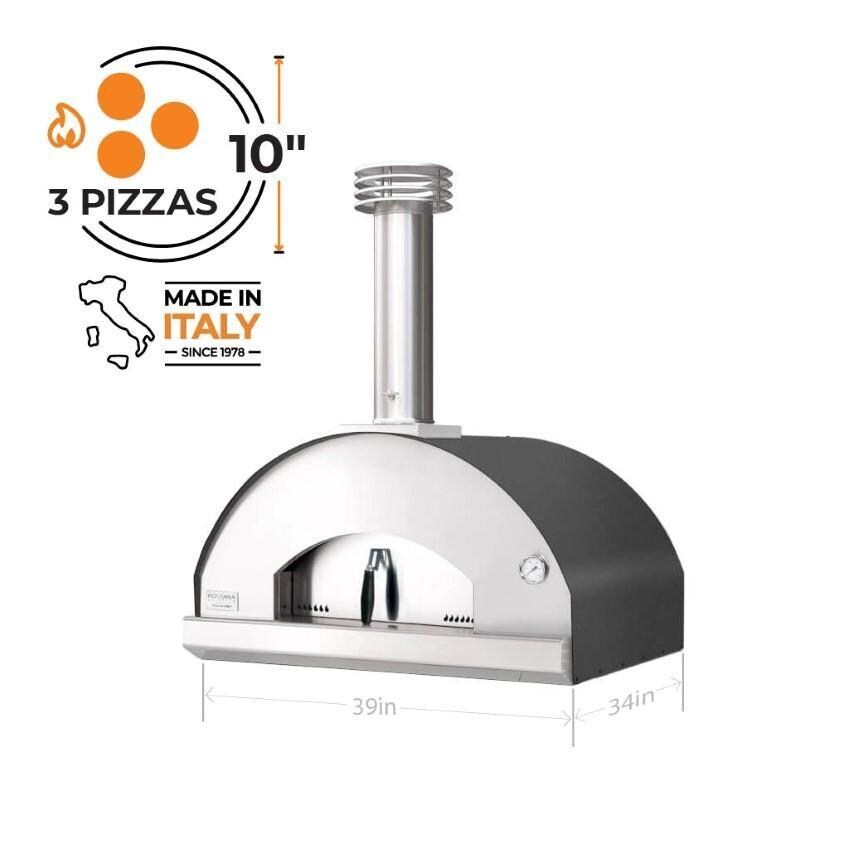 Fontana Forni FTMF-S Mangiafuoco Wood-Fired Steel Pizza Oven On Cart - Stainless Steel - Dimensional thumbnail