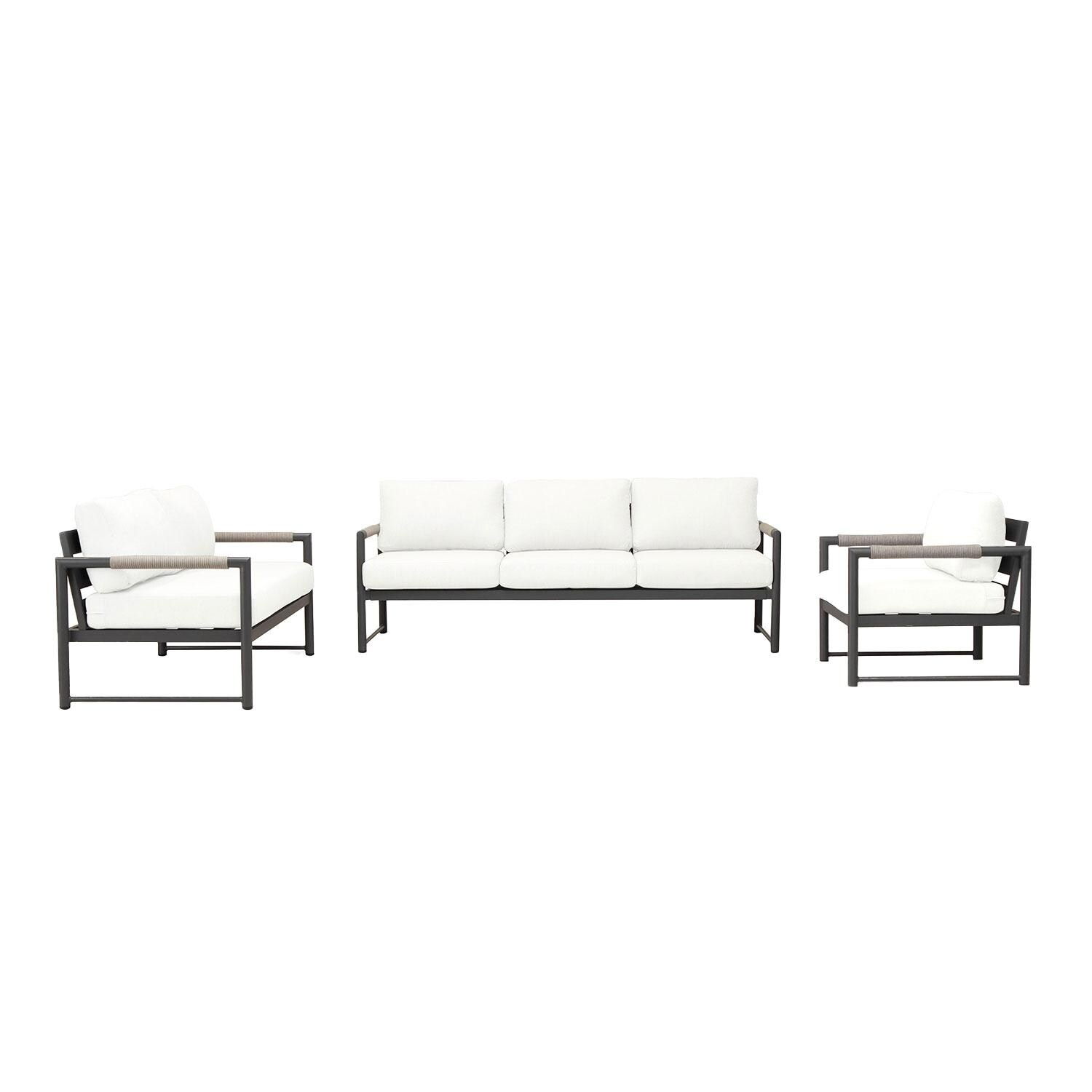 Lakeview AVEBAY-SL-PG-SET143-CN Avenue Bay Slate/Pebble Gray 3 Pc Sofa Loveseat Set - Canvas Natural - Display - White Background thumbnail
