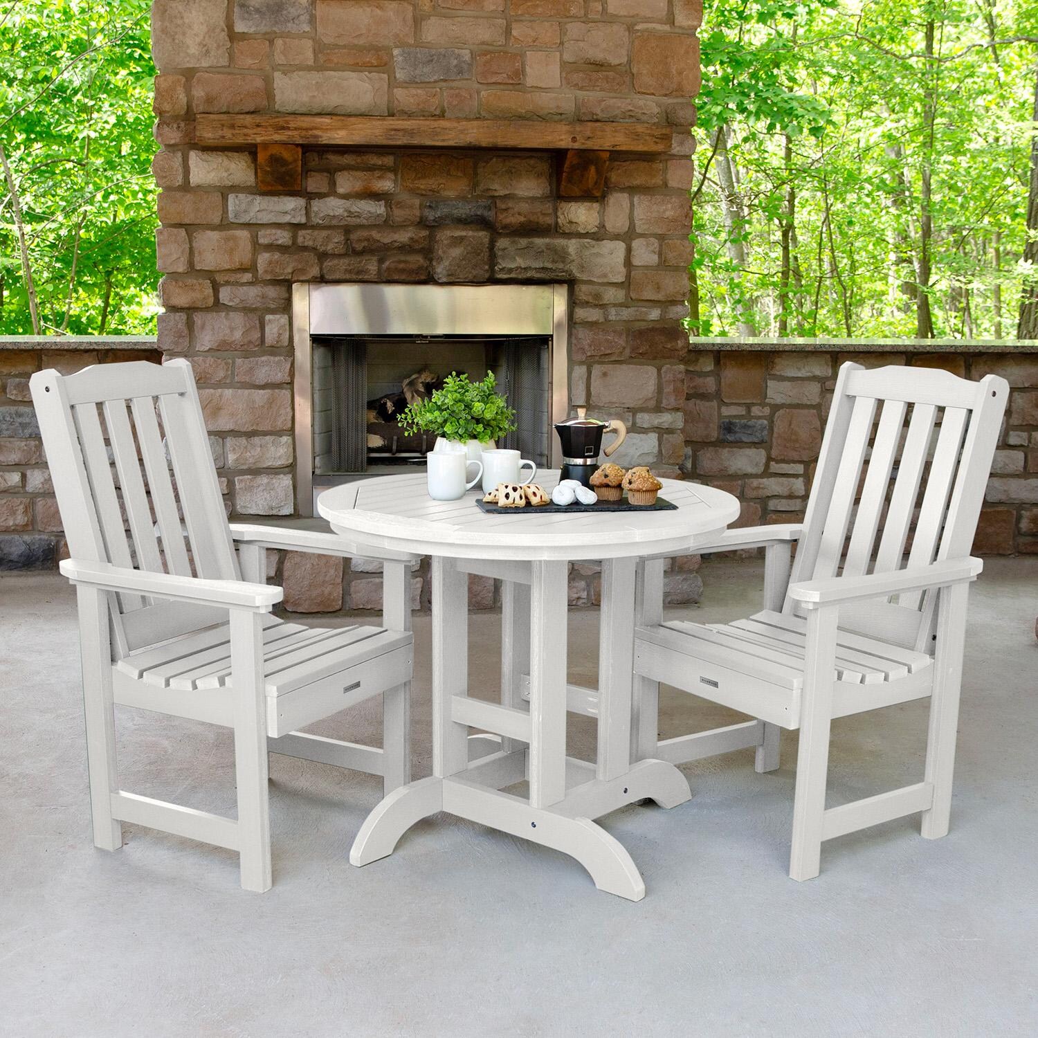 Hart Lane 3 Pc Recycled Plastic Round Dining Set in White By Lakeview Outdoor Designs - Lifestyle thumbnail