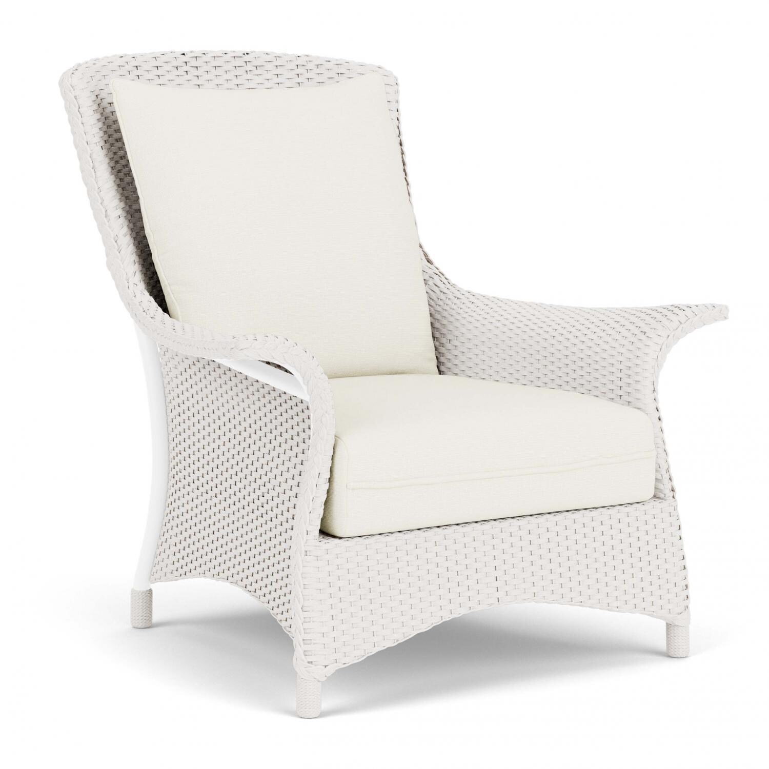 Lloyd Flanders Mandalay Lounge Chair in White Finish with Sailcloth Salt fabric - Angled thumbnail