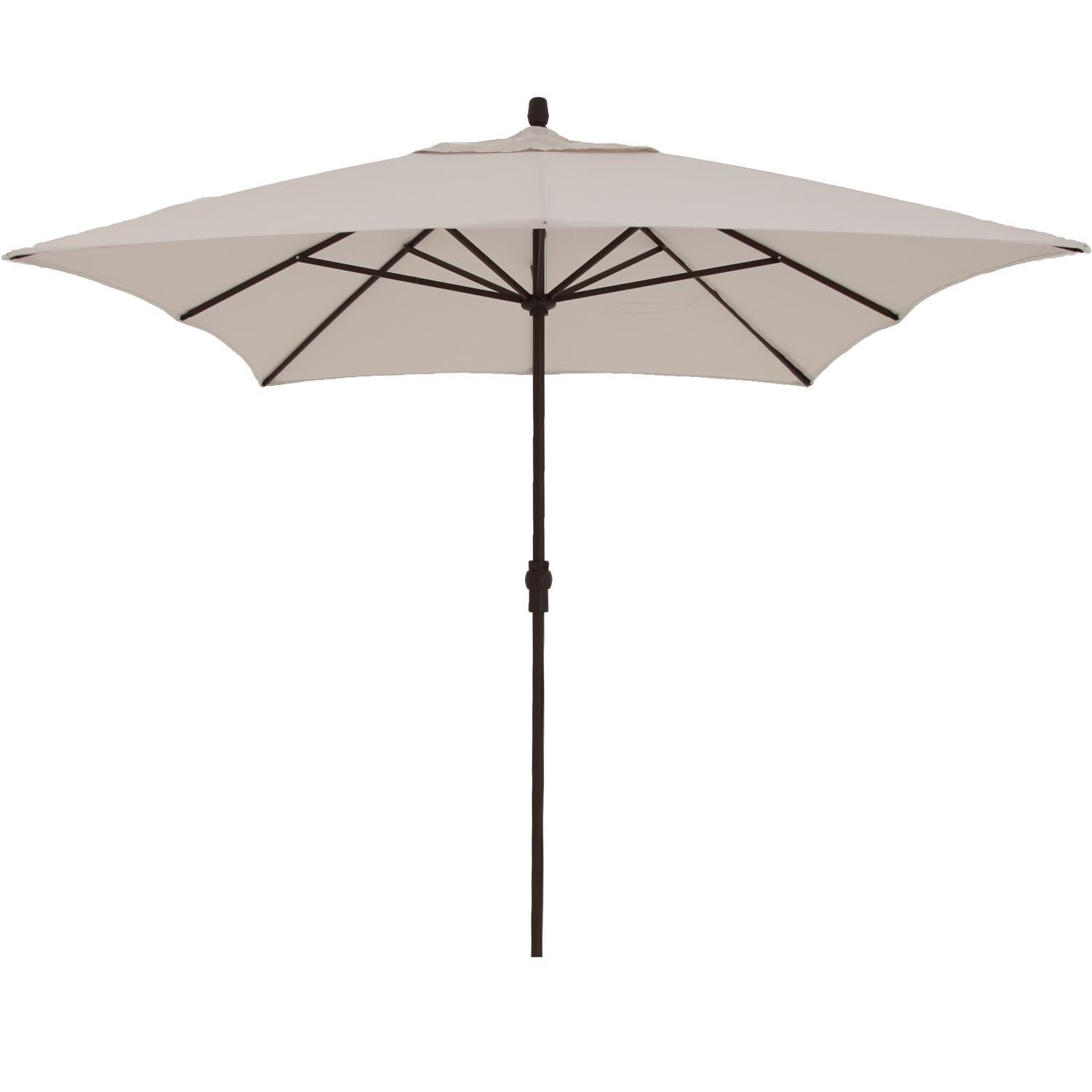 Treasure Garden 8 Ft. X 11 Ft. Rectangular Aluminum Patio Umbrella W/ Crank Lift - Black Frame / Sunbrella Cast Ash Canopy