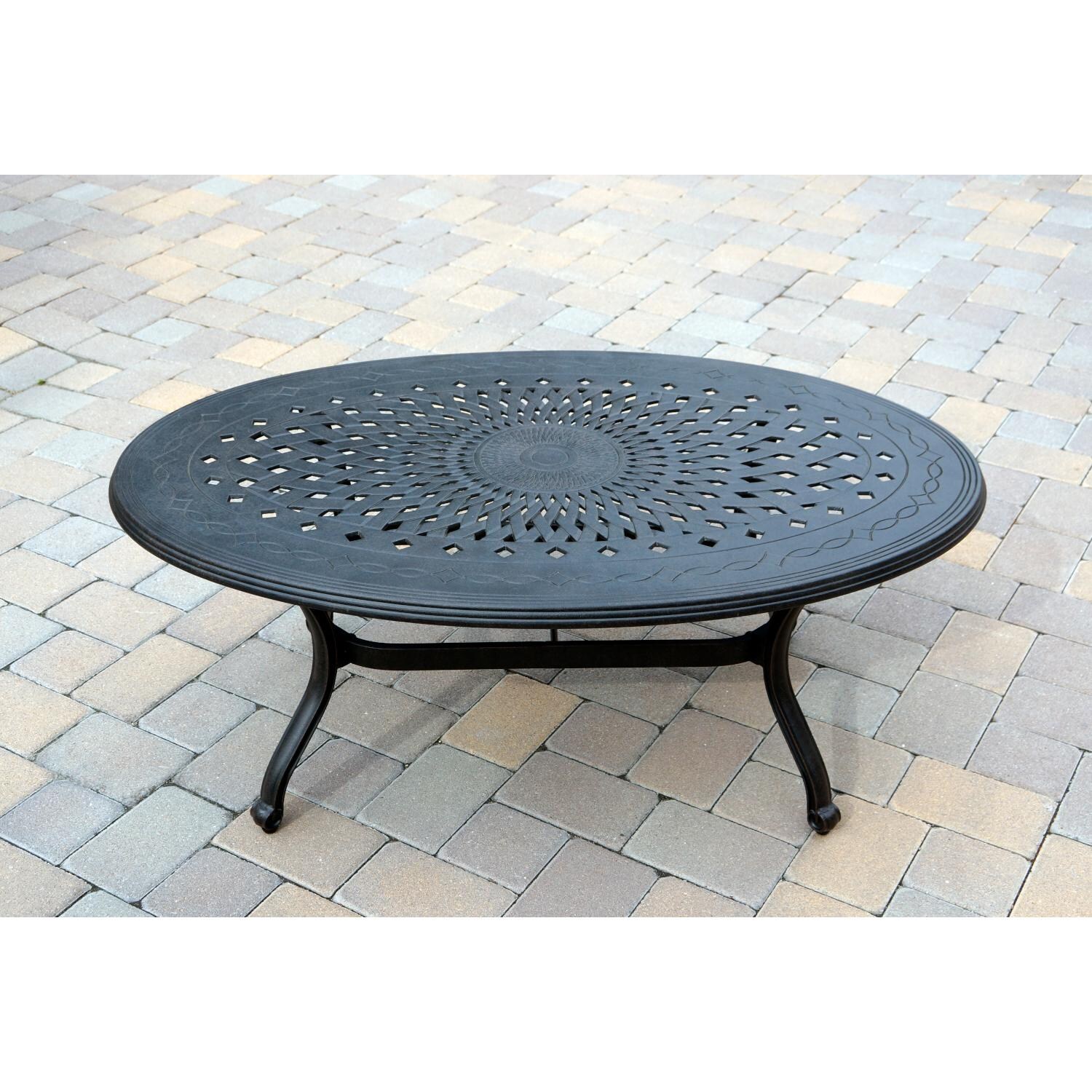 Darlee DL708-4PCS-26BP Elisabeth 4 Piece Cast Aluminum Patio Conversation Set W/ Sesame Cushions - Coffee Table thumbnail