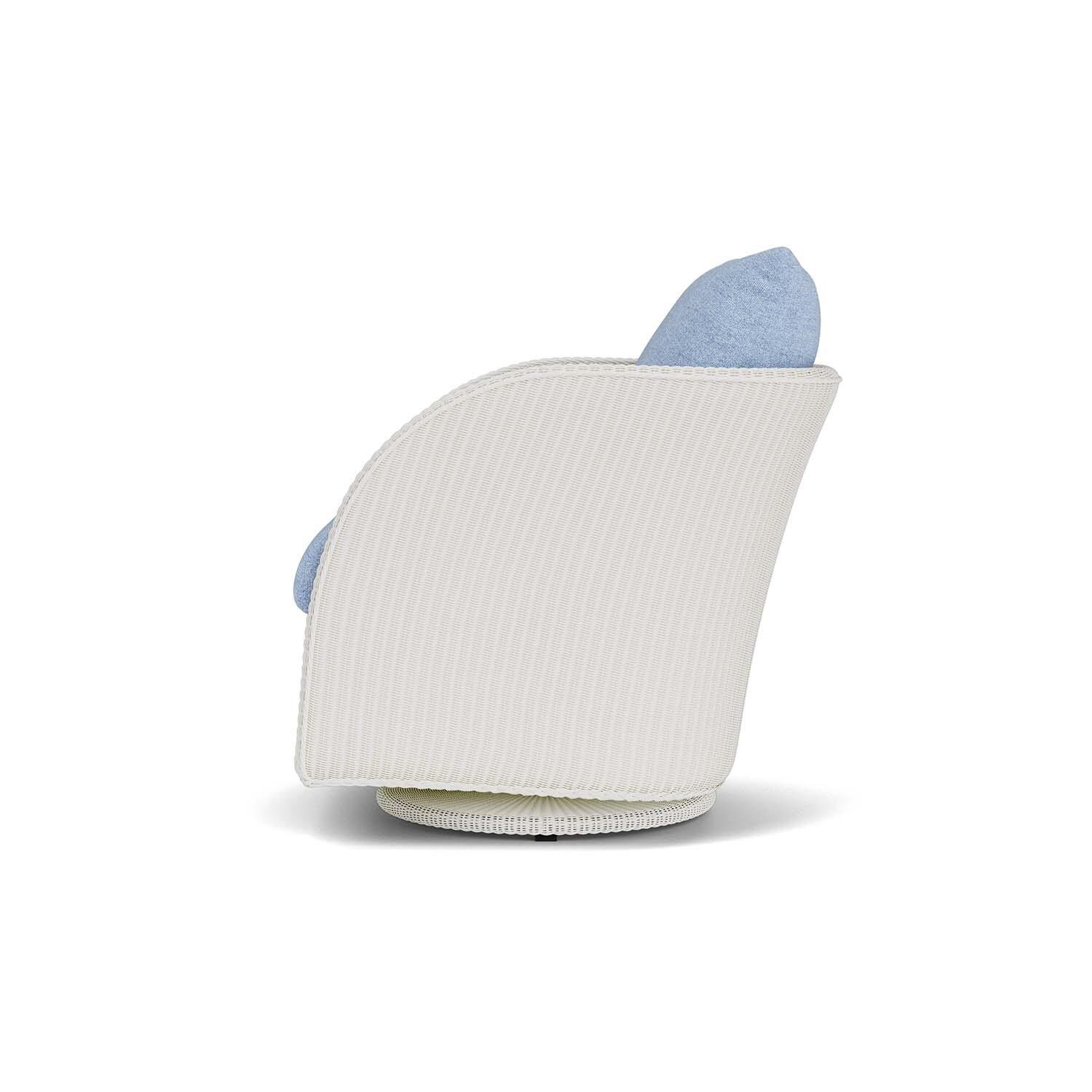 Lloyd Flanders Essence Swivel Glider Lounge Chair W/Demo Skyway Fabric - Matte White Finish - Side thumbnail