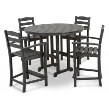 POLYWOOD La Casa Cafe 5 Piece Recycled Plastic Wood Patio Counter Height Bar Set - Slate Gray image