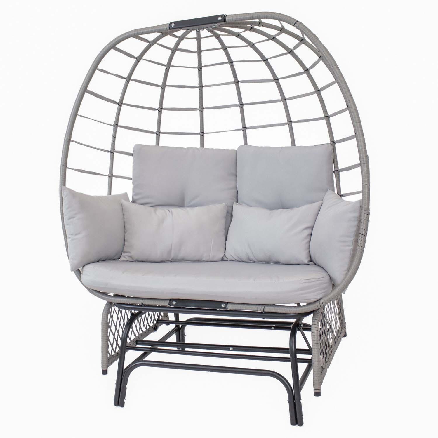 Double Egg Chair Glider in Gray By Ultimate Patio - White Background thumbnail