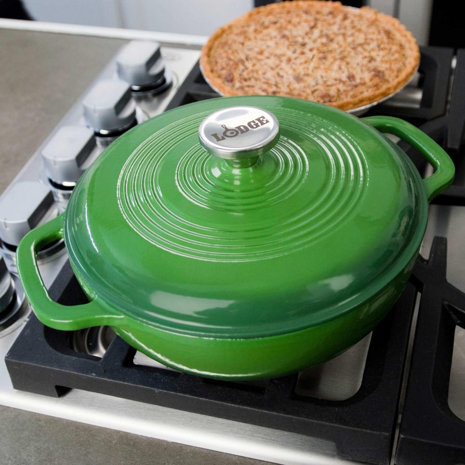 Lodge 3 Quart Colored Enamel Cast Iron Dutch Oven, Emerald Gradated