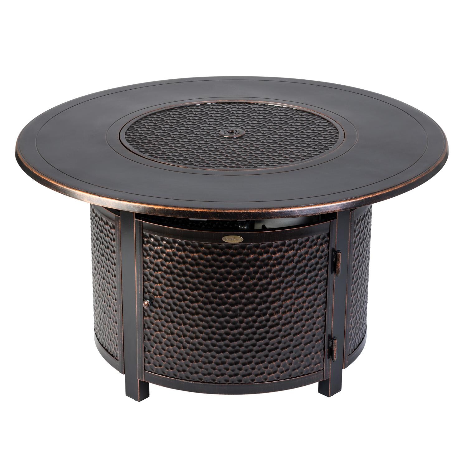 Ultimate Patio SC62353 La Flora 44-Inch Round Hammered Aluminum Propane Fire Pit Table - Full View thumbnail