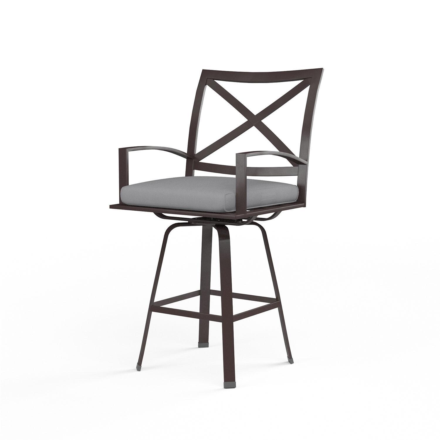 La Jolla Aluminum Patio Swivel Bar Stool in Canvas Granite w/ Self Welt By Sunset West - Display - White Background thumbnail