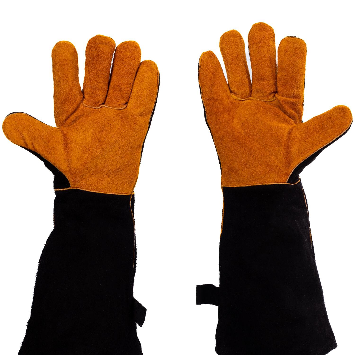 BBQGuys Signature BBQ-LTGL Suede Grilling Gloves - Separate Fingers For Added Dexterity thumbnail