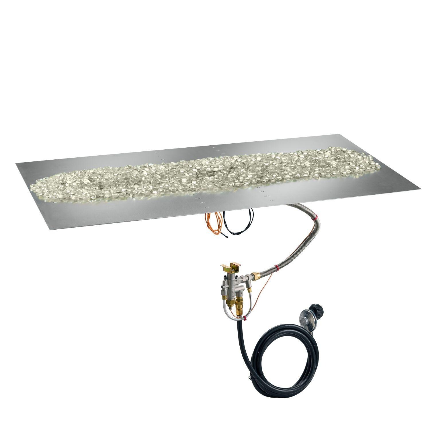 The Outdoor GreatRoom Company BP2442-B Crystal Fire Plus 42-in Linear Propane Gas Fire Pit Burner Plate - Crystals Added - White Background thumbnail
