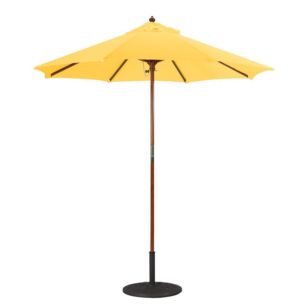 Galtech 7.5 Ft. Octagonal Hardwood Patio Market Umbrella W/ Push Lift - Dark Wood W/ Sunbrella Canvas Sunflower Yellow Canopy