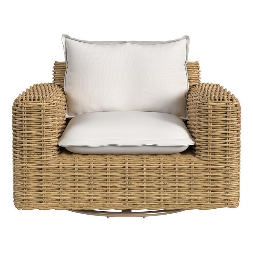 Playa 3 Pc Resin Wicker Seating Set w/ Swivel Chairs By Sunset West - Oversized Swivel Chair - Front - White Background thumbnail