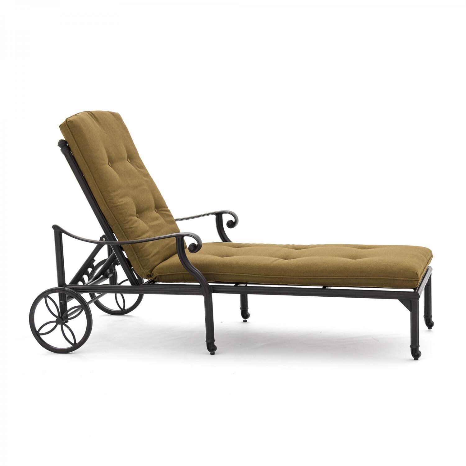 Evangeline Cast Aluminum Patio Chaise Lounge - Side View thumbnail