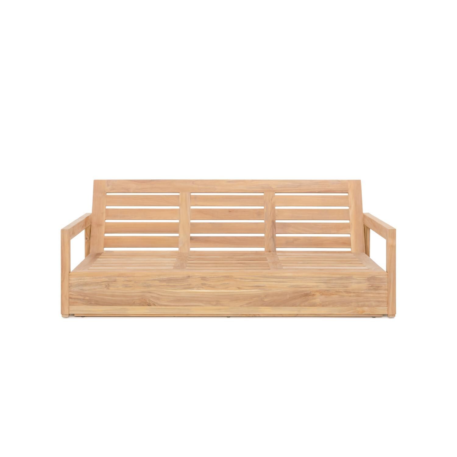 Teak + Table Relax Sofa in Sand - Front View Less Cushions - White Background thumbnail