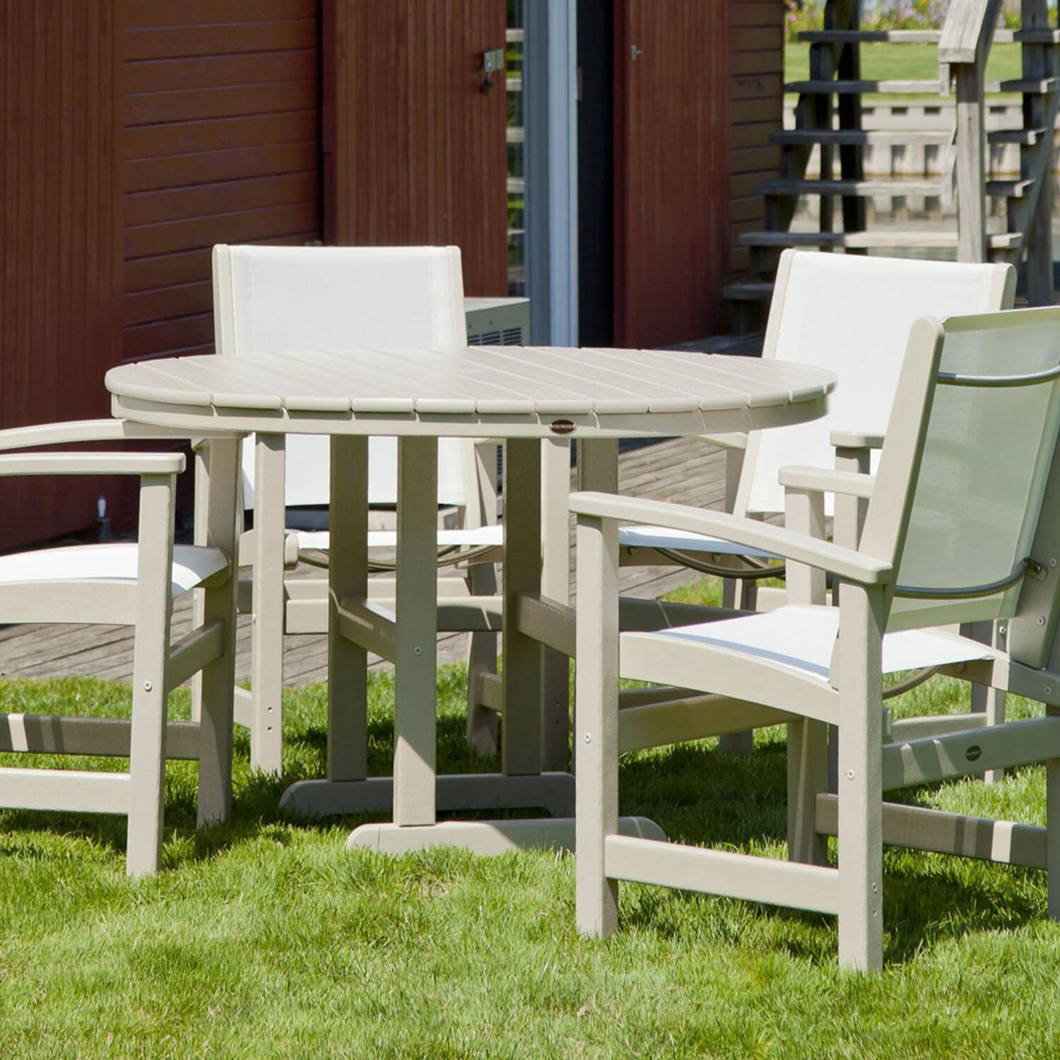 POLYWOOD 48-Inch Round Dining Table - Sand - Lifestyle thumbnail