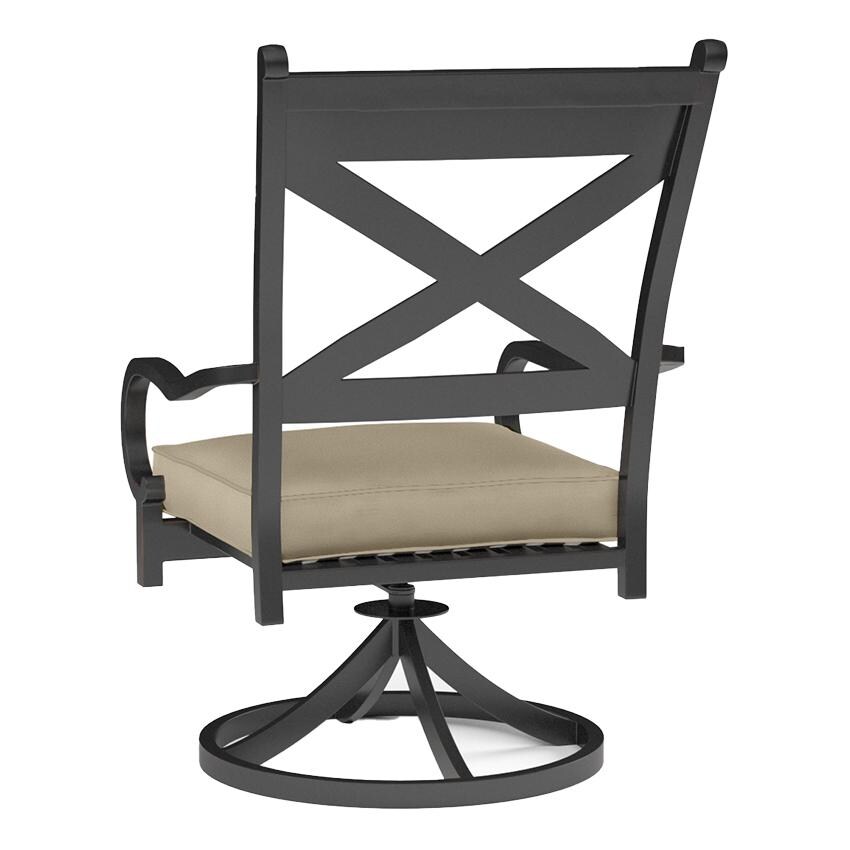 Monterey Swivel Dining Arm Chair in Copper/Linen Stone w/ Selt Welt by Sunset West - Rear View - White Background thumbnail