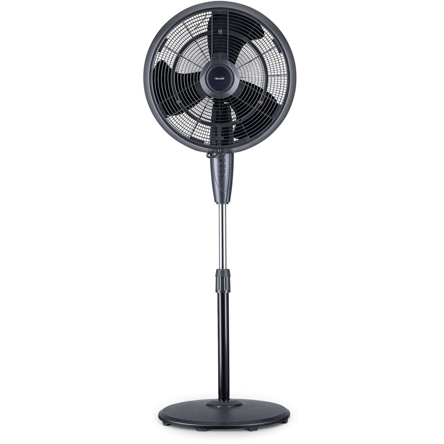 NewAir FMF2K5BK00 18-in Misting & Oscillating Pedestal Fan for Indoor & Outdoor w/ Adjustable Height & Head Tilt - 1600 CFM - Front - White Background thumbnail